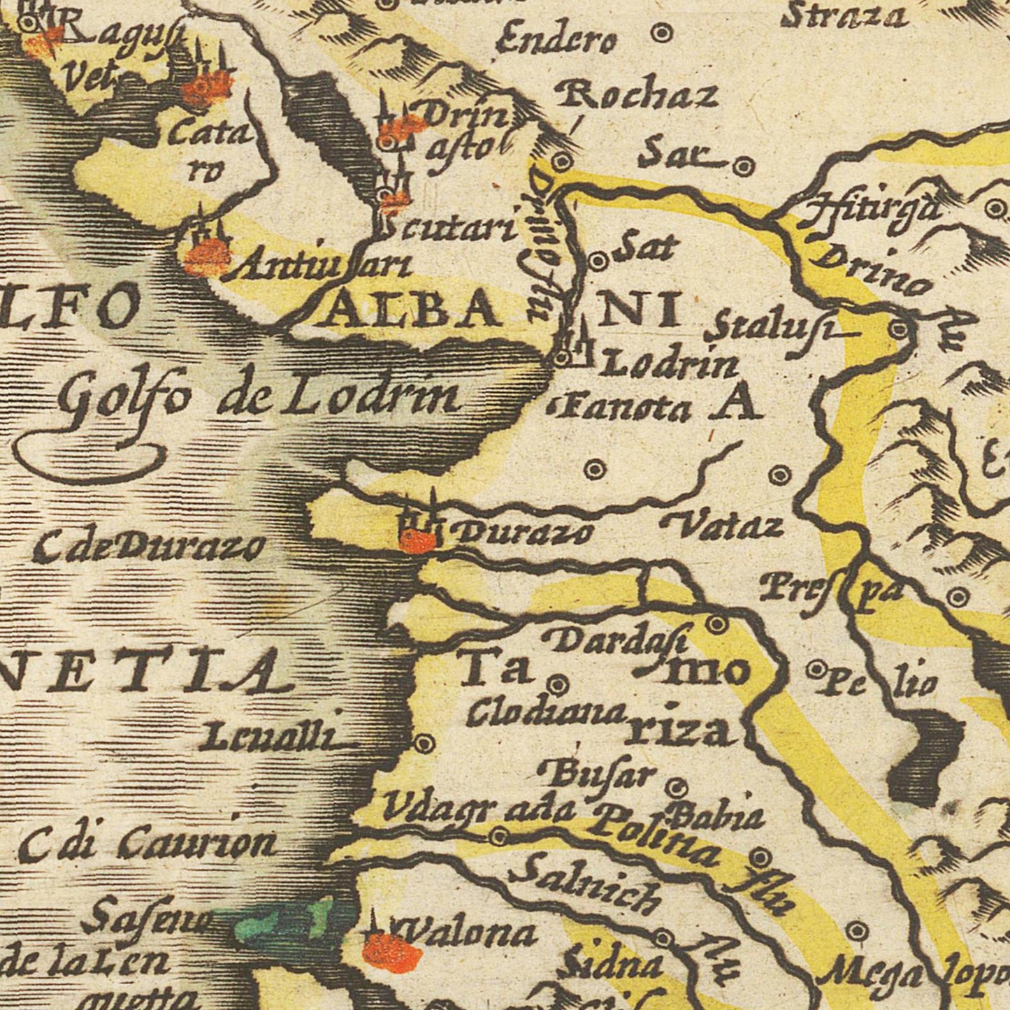 Historische Landkarte Mazedonien um 1609