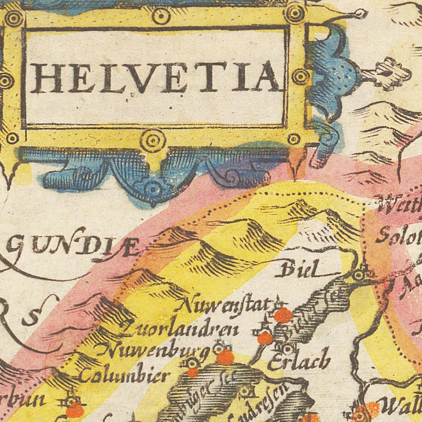 Historische Landkarte Schweiz um 1609