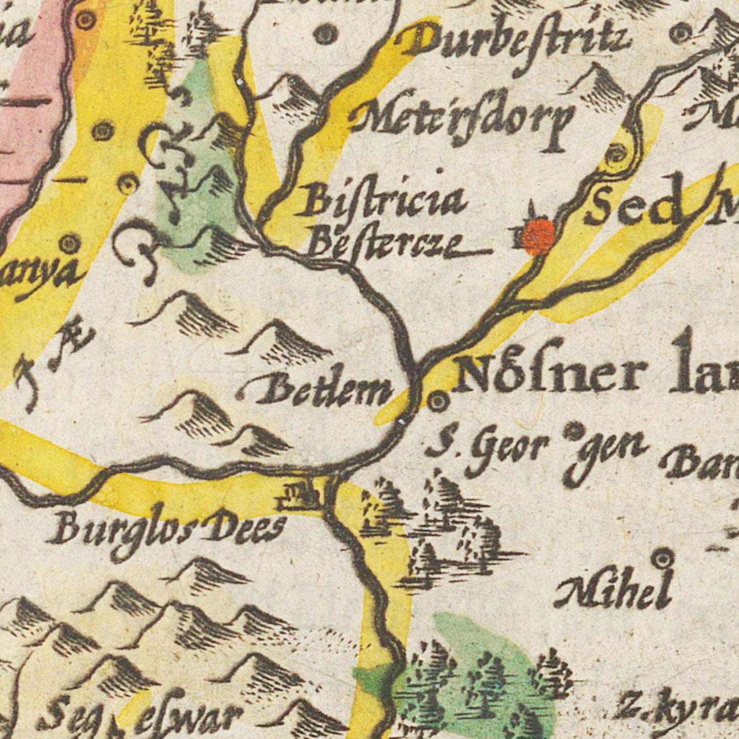 Historische Landkarte Transilvanien um 1609