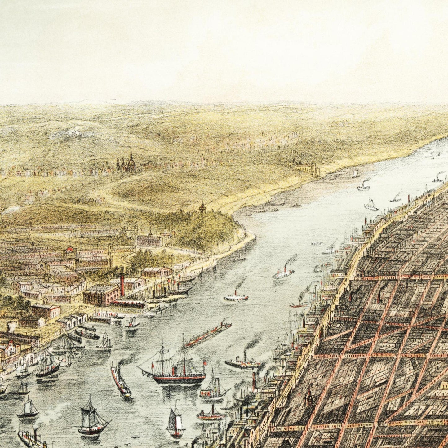 Historische Stadtansicht New York City um 1873