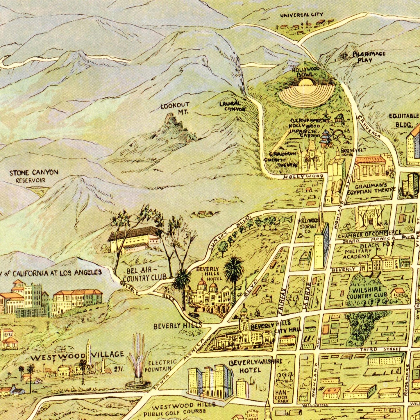 Historische Stadtansicht Greater Los Angeles um 1932