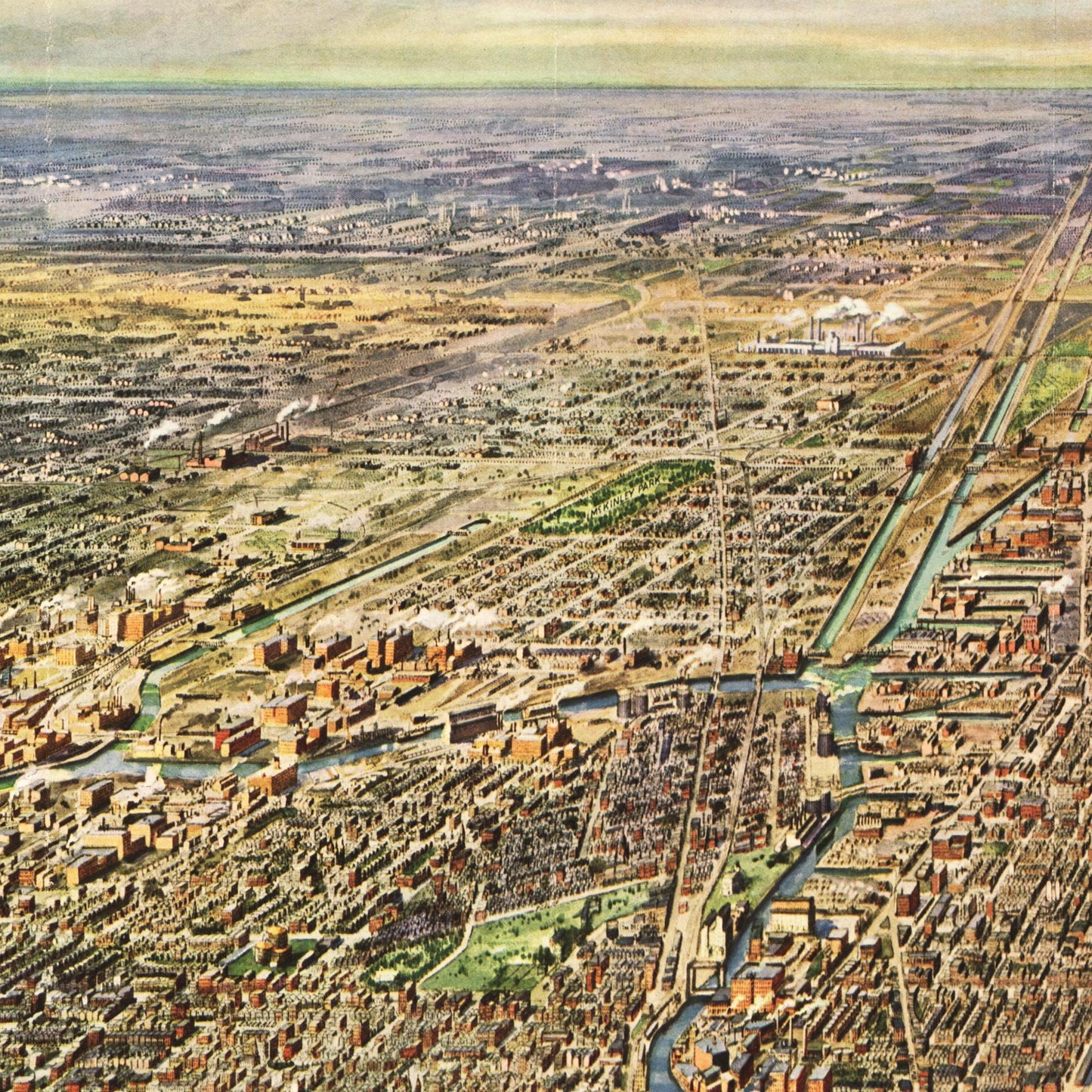 Historische Stadtansicht Chicago um 1918