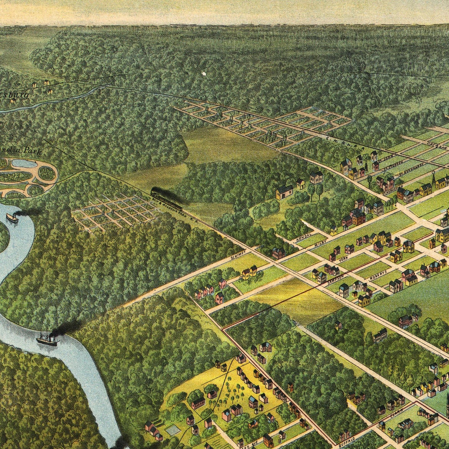 Historische Stadtansicht Houston um 1891