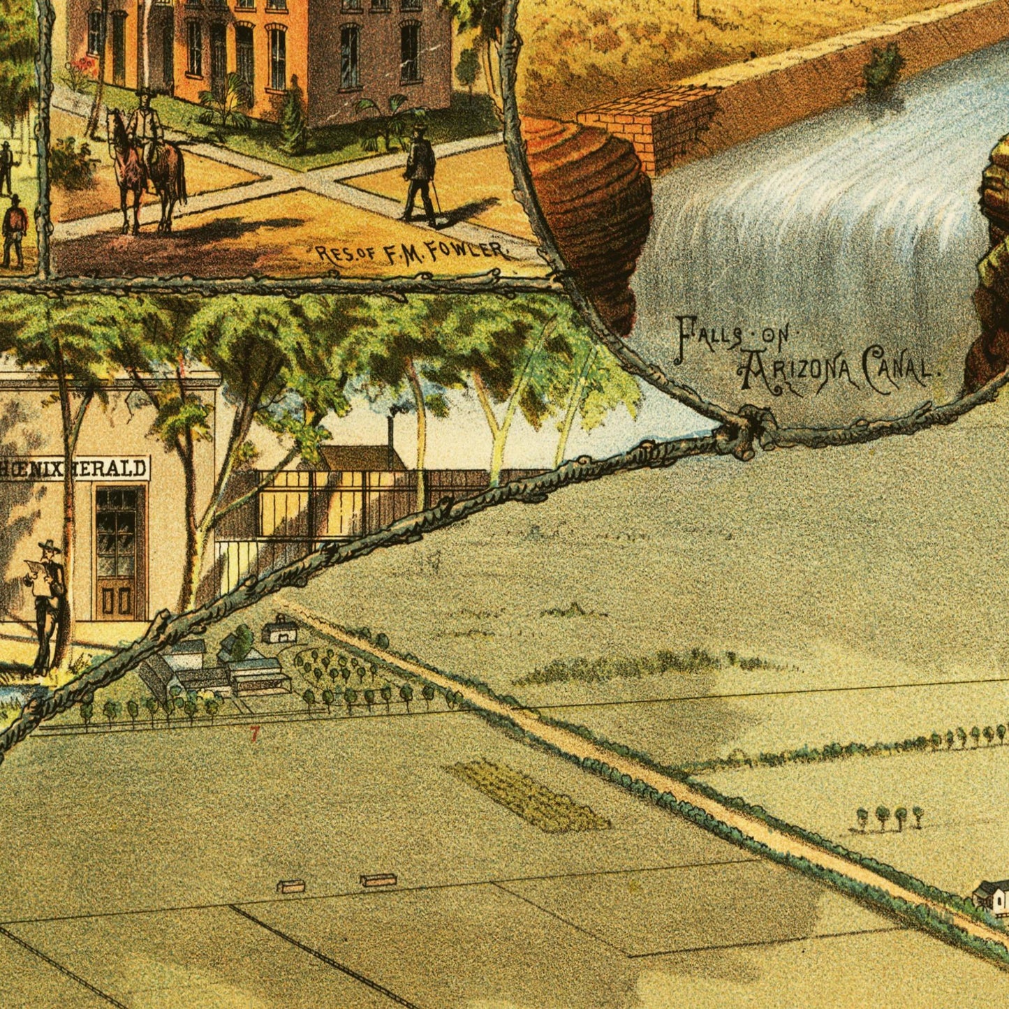 Historische Stadtansicht Phoenix um 1885