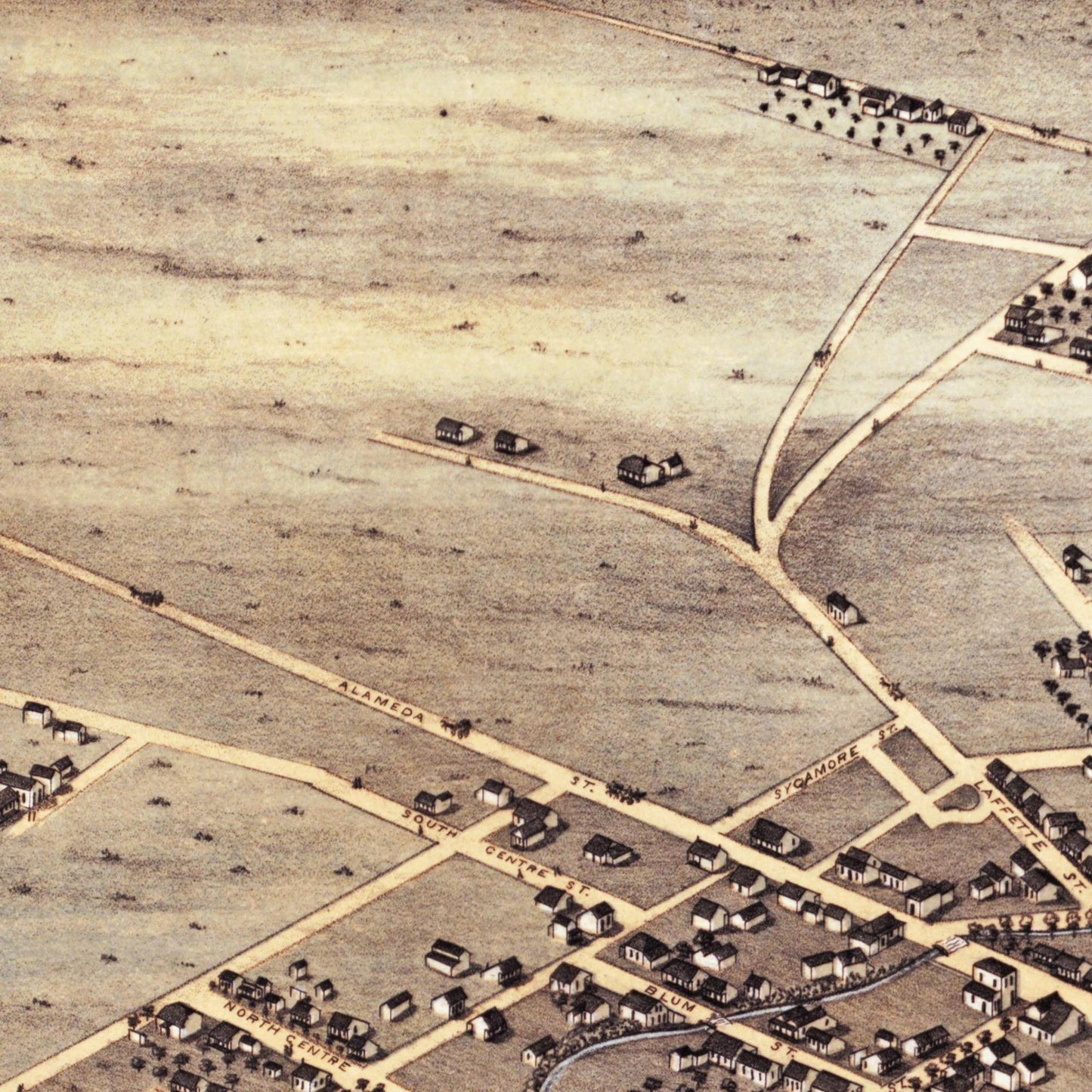 Historische Stadtansicht San Antonio um 1873