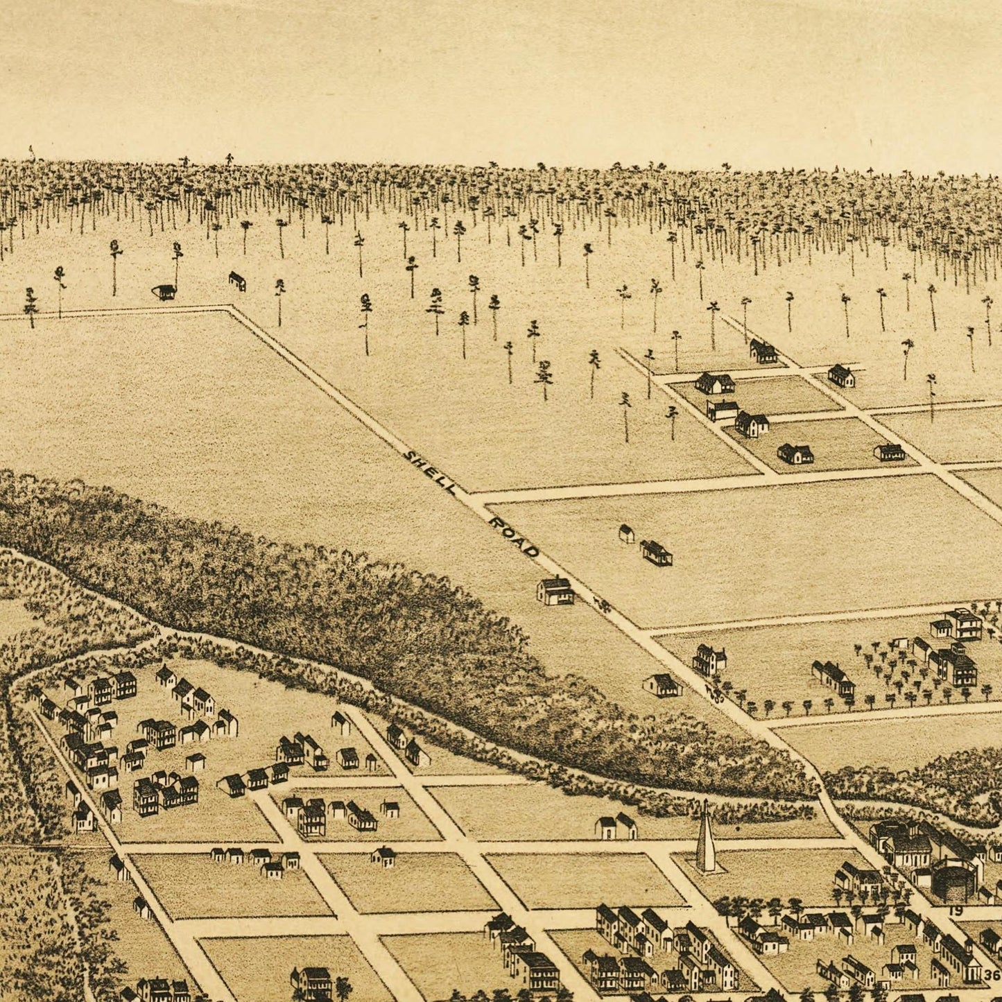 Historische Stadtansicht Jacksonville um 1876