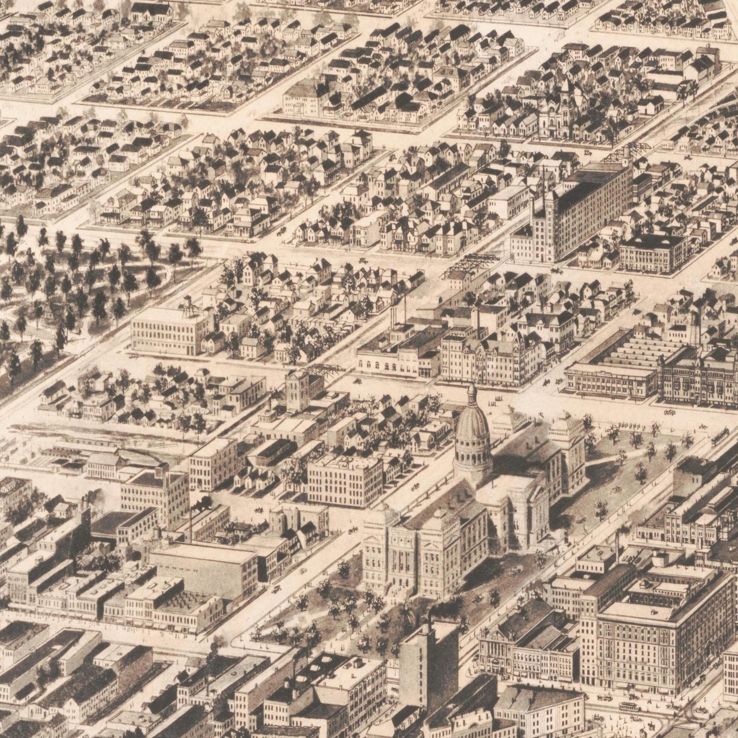Historische Stadtansicht Indianapolis um 1913