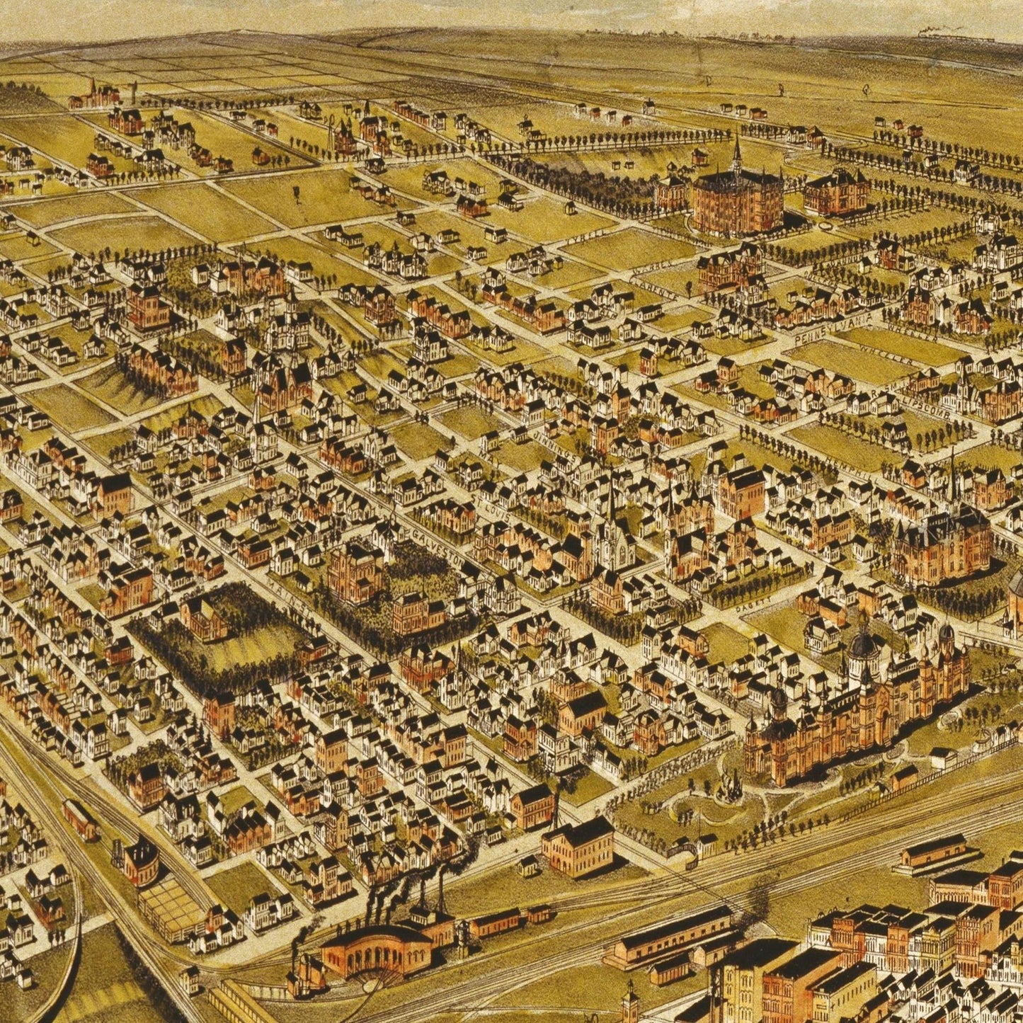Historische Stadtansicht Fort Worth um 1891