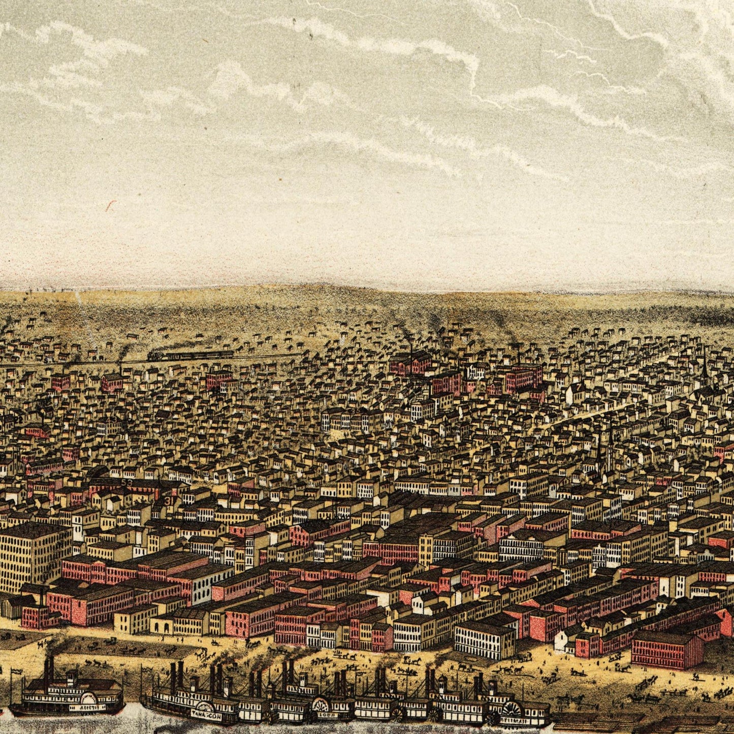 Historische Stadtansicht Louisville um 1876
