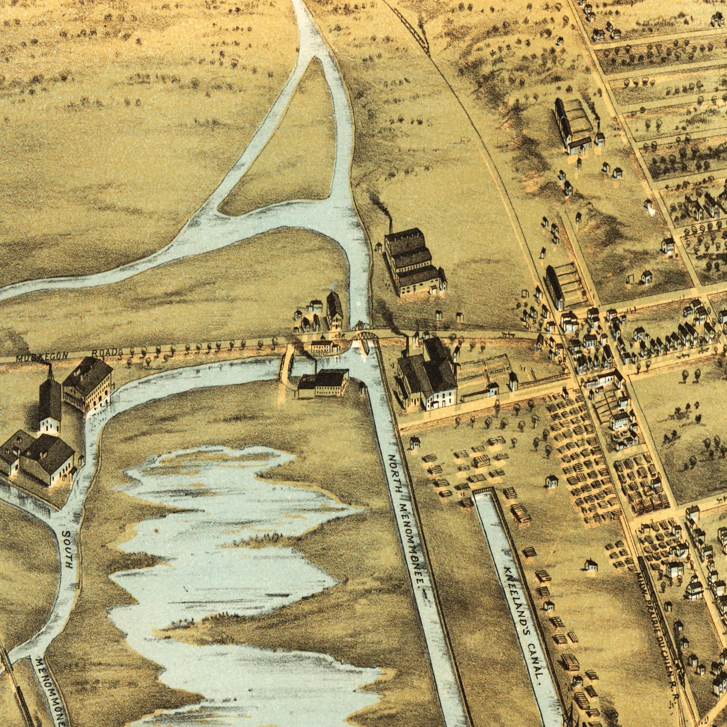 Historische Stadtansicht Milwaukee um 1872