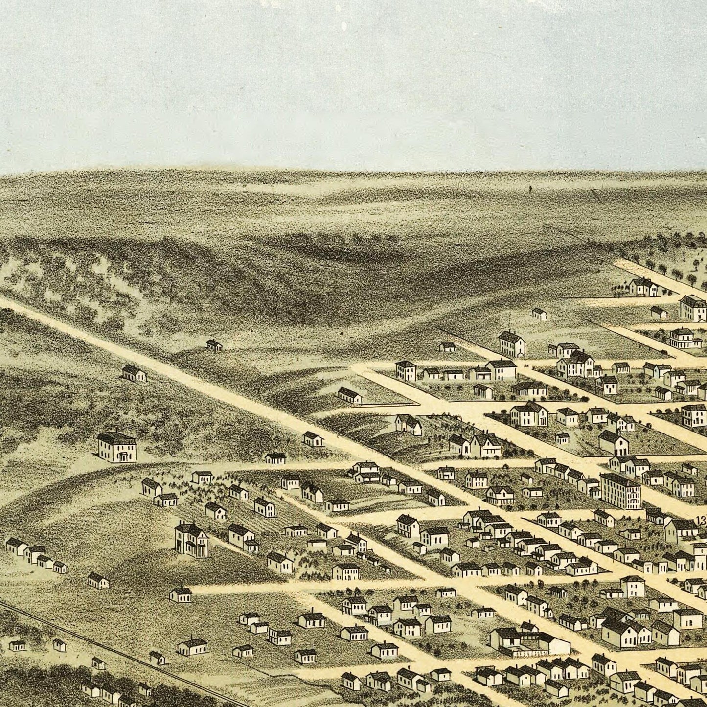 Historische Stadtansicht Omaha um 1868