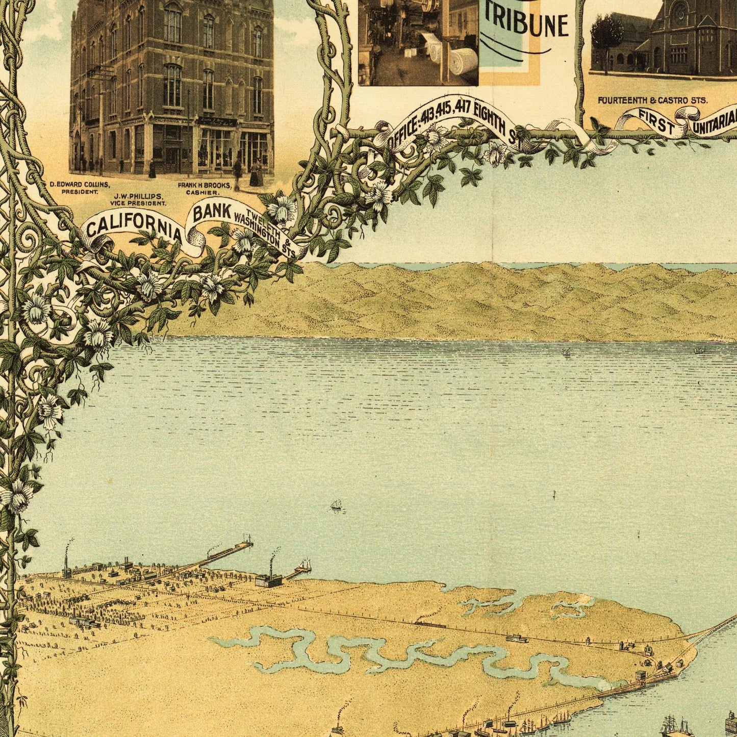 Historische Stadtansicht Oakland um 1900
