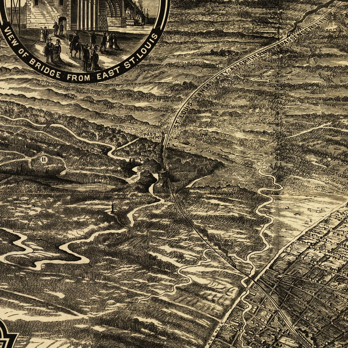 Historische Stadtansicht St. Louis um 1876