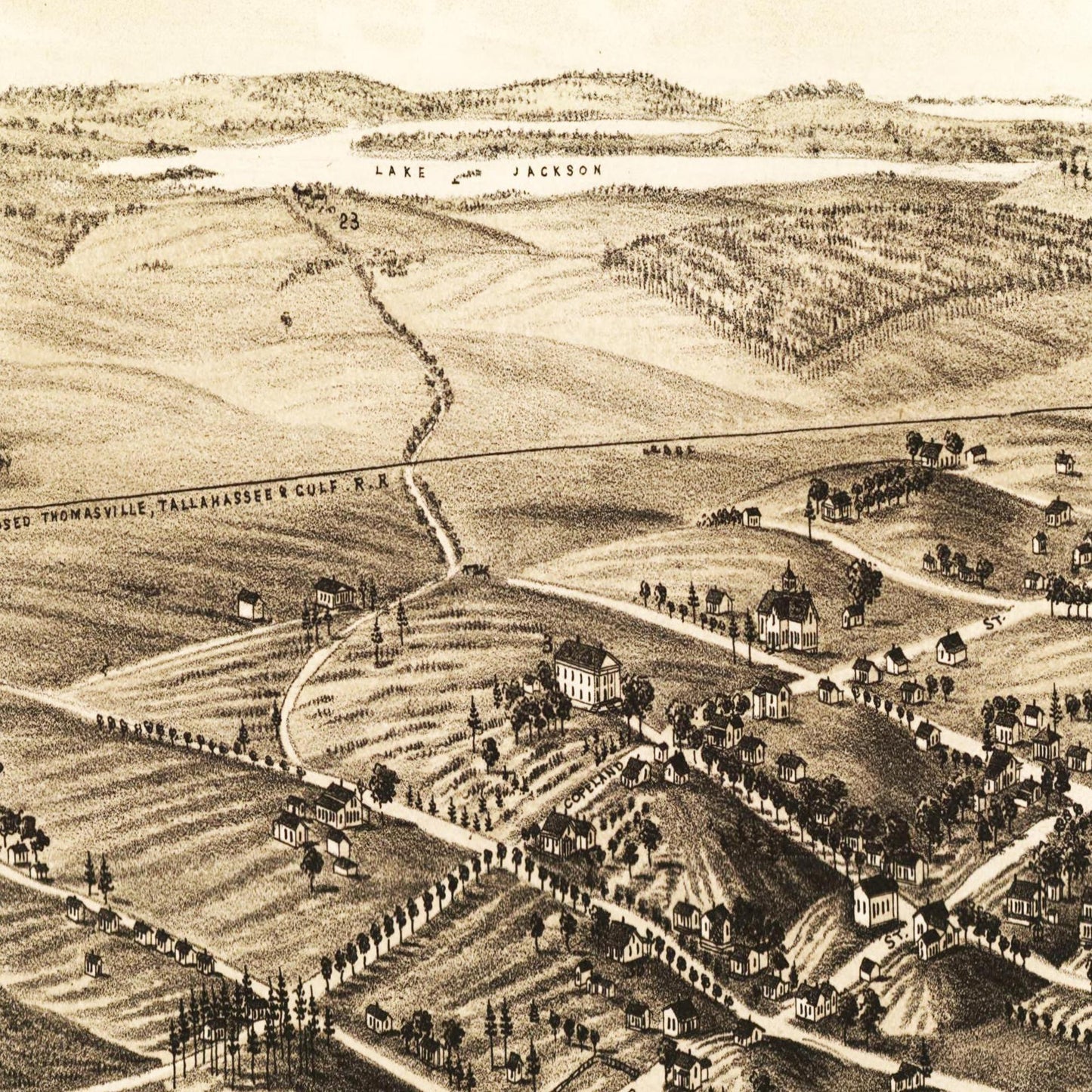 Historische Stadtansicht Tallahassee um 1885