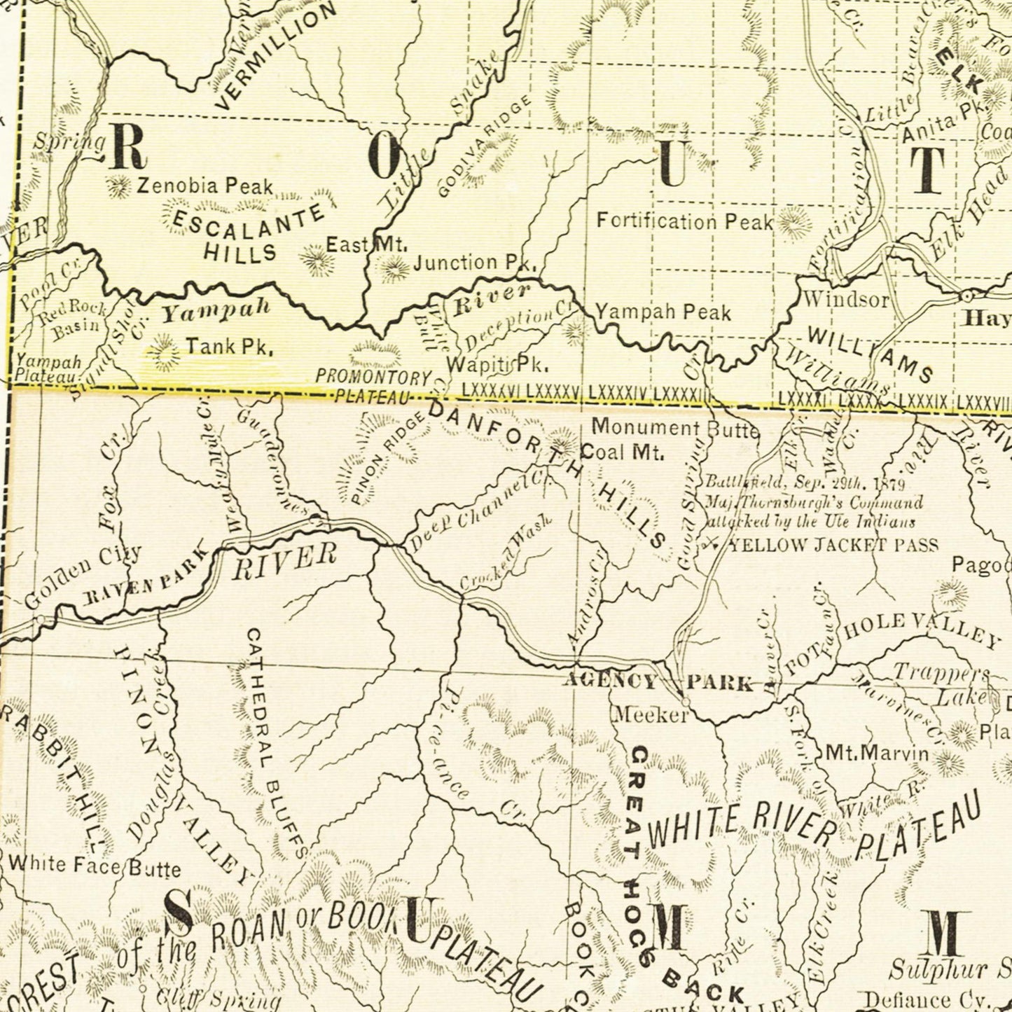 Historische Landkarte Colorado um 1882