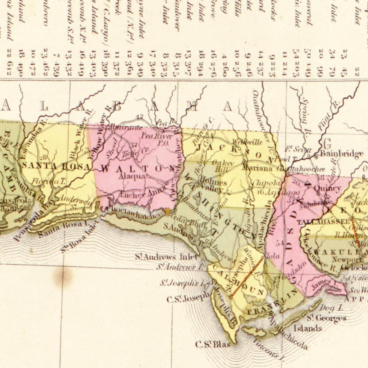 Historische Landkarte Florida um 1849