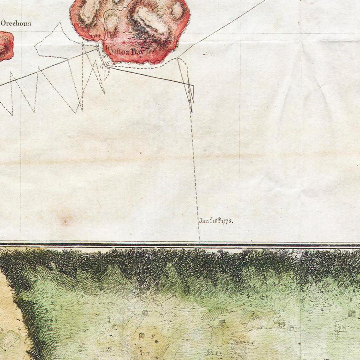 Historische Landkarte Hawaii um 1785