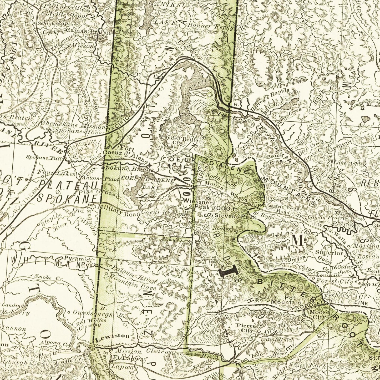 Historische Landkarte Idaho um 1882