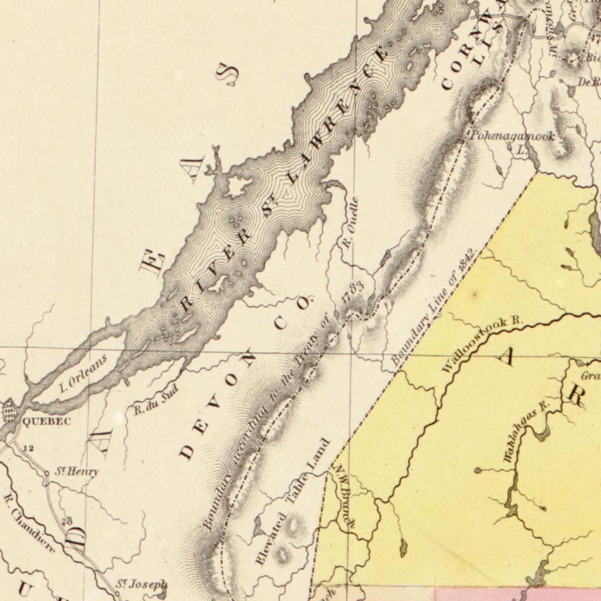 Historische Landkarte Maine um 1849