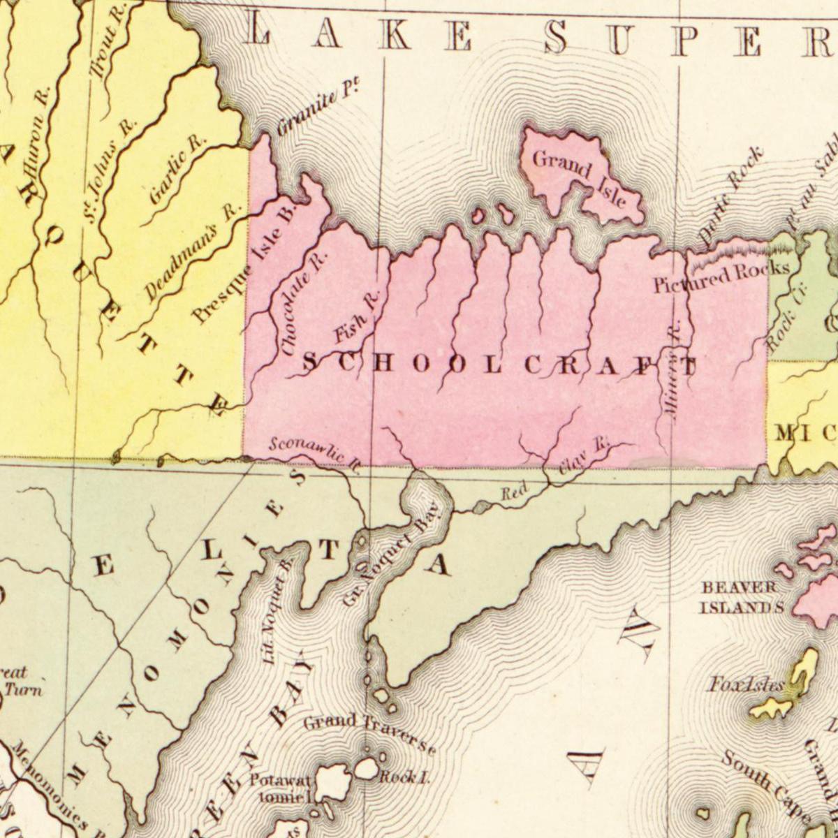 Historische Landkarte Michigan um 1849