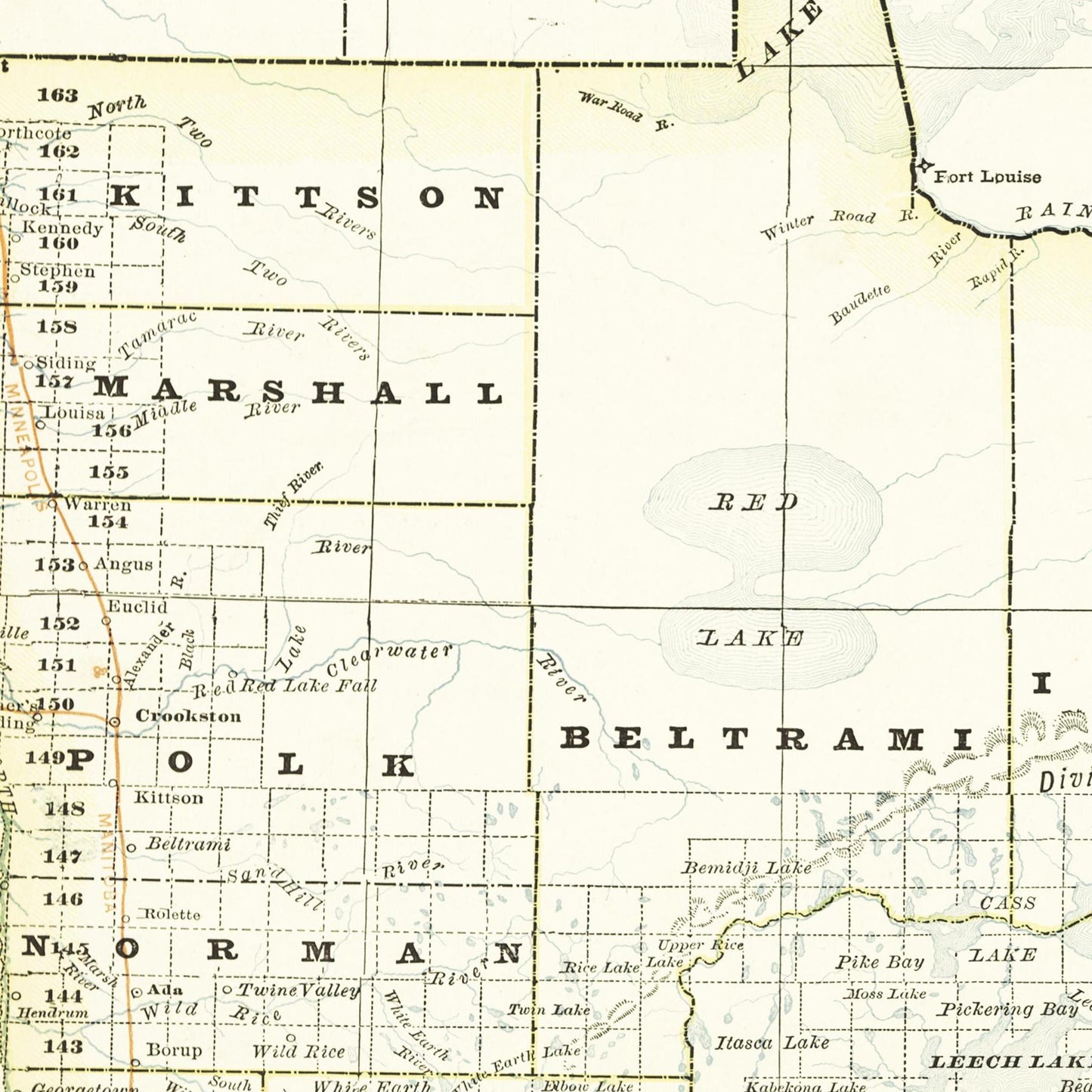 Historische Landkarte Minnesota um 1882