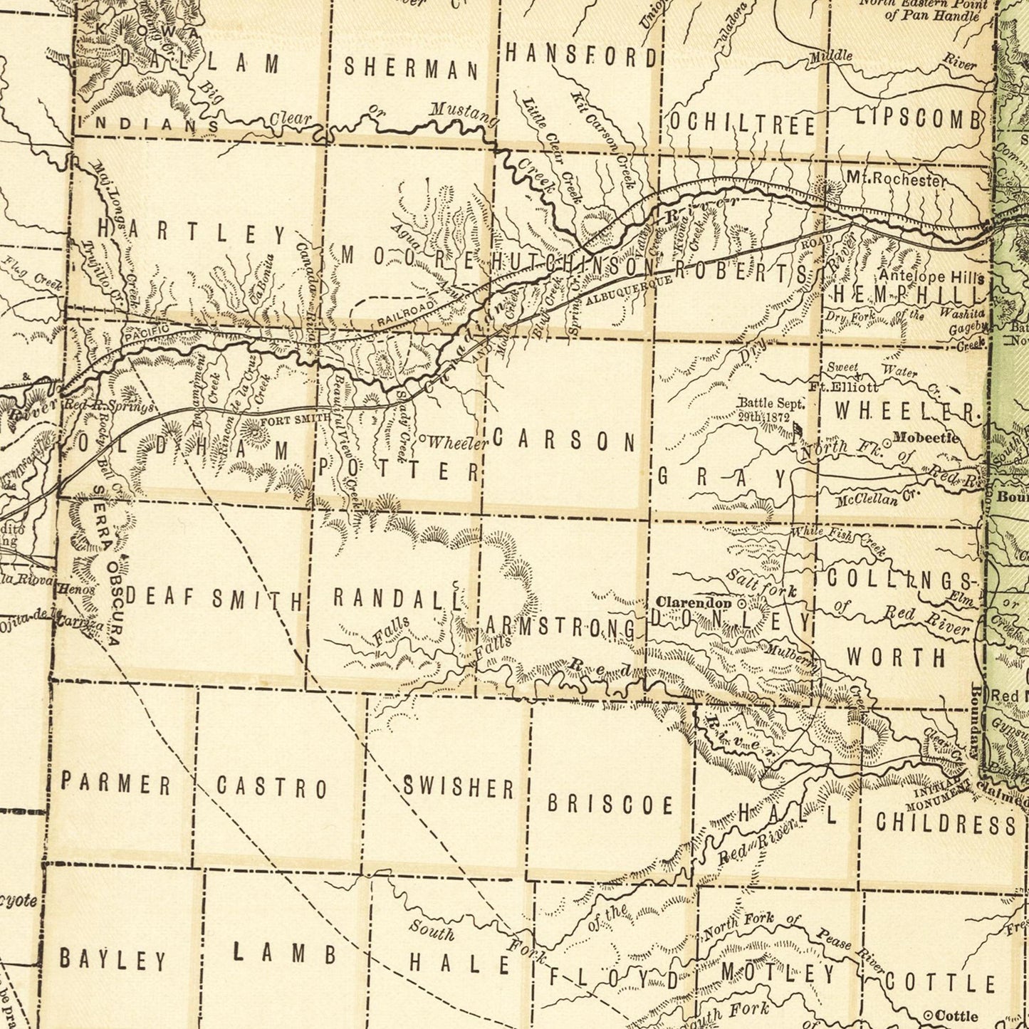 Historische Landkarte Texas um 1882