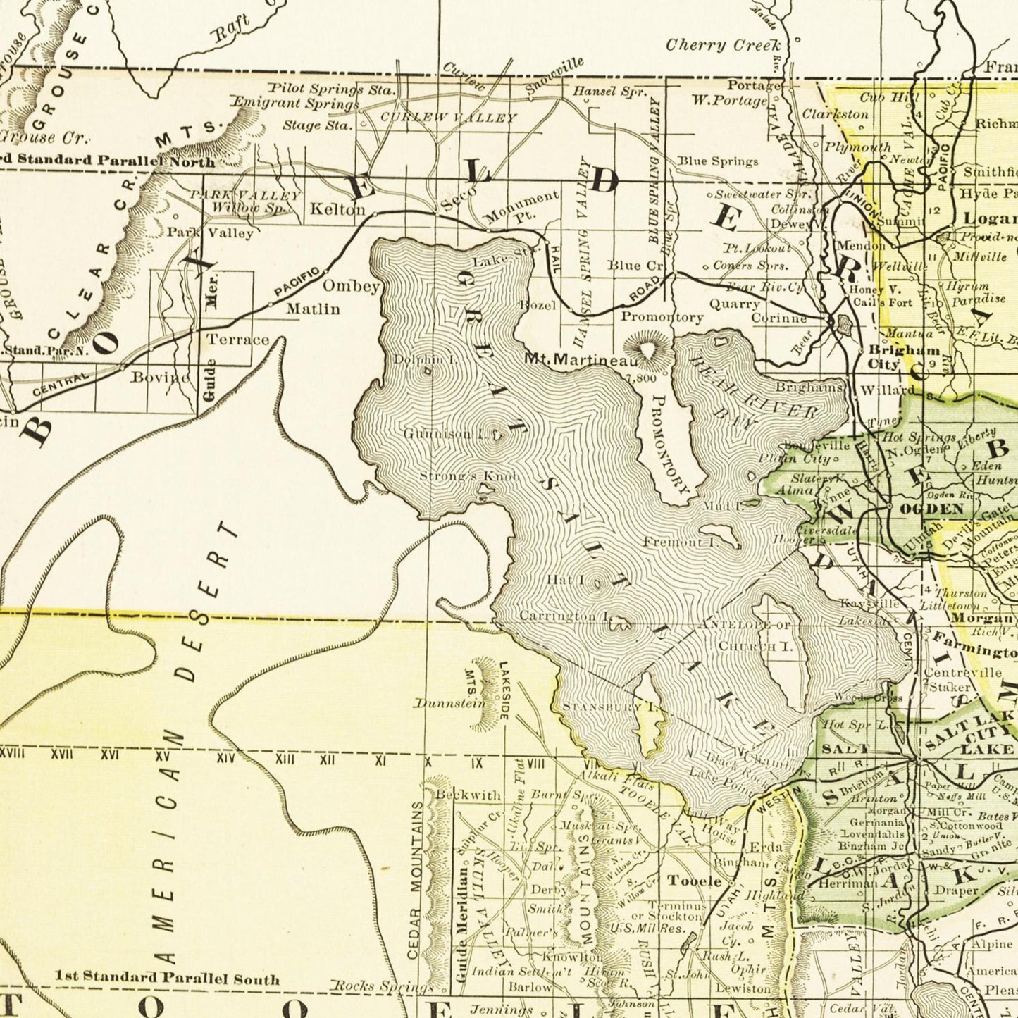 Historische Landkarte Utah um 1882