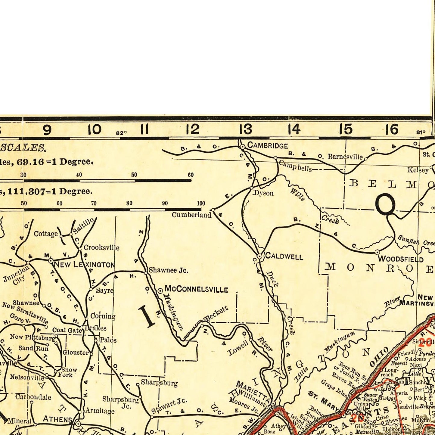 Historische Landkarte West Virginia um 1898