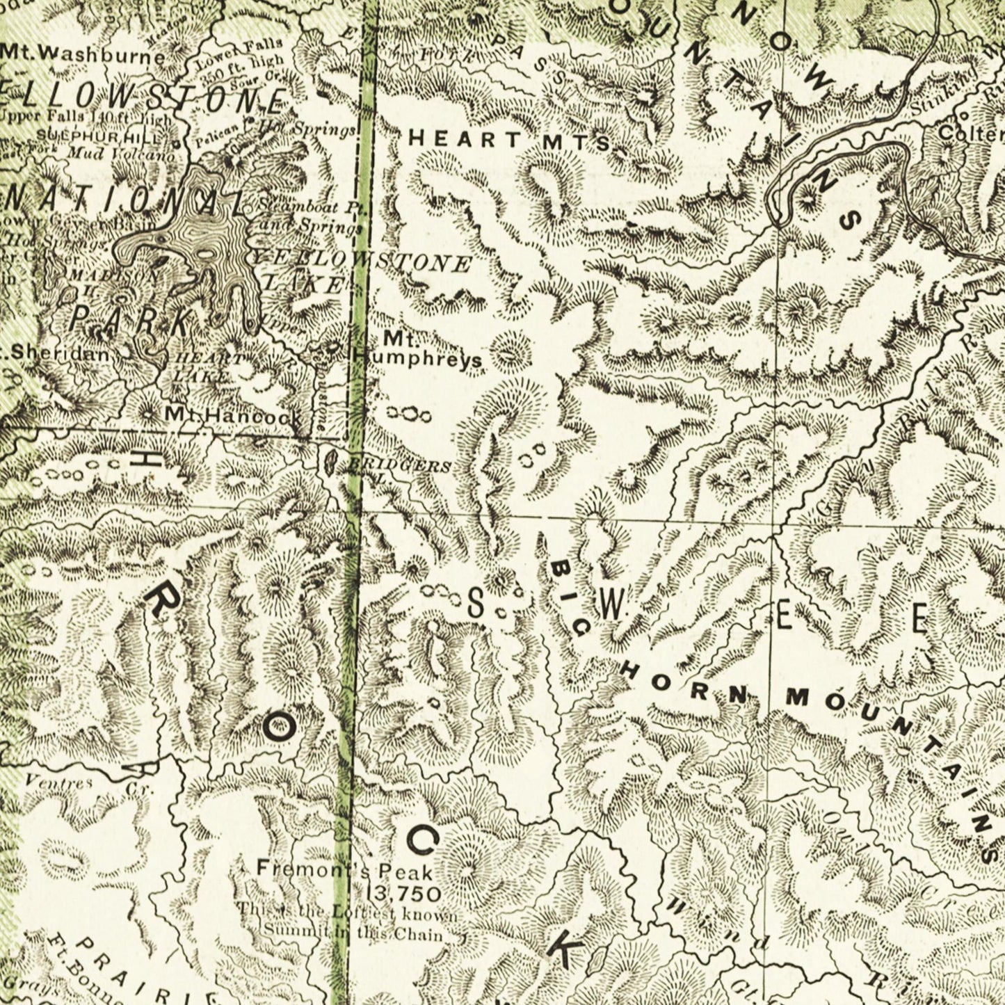 Historische Landkarte Wyoming um 1882
