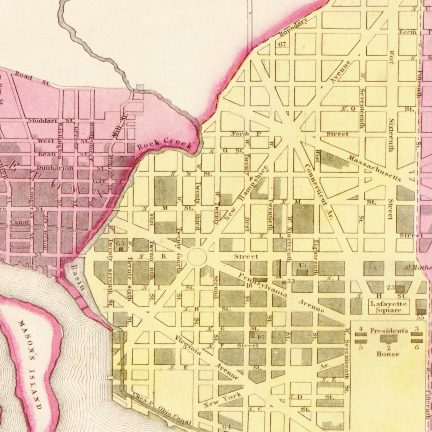 Historische Landkarte District of Columbia um 1849