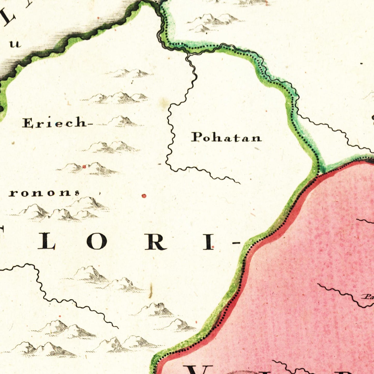 Historische Landkarte Kolonie Virginia um 1750