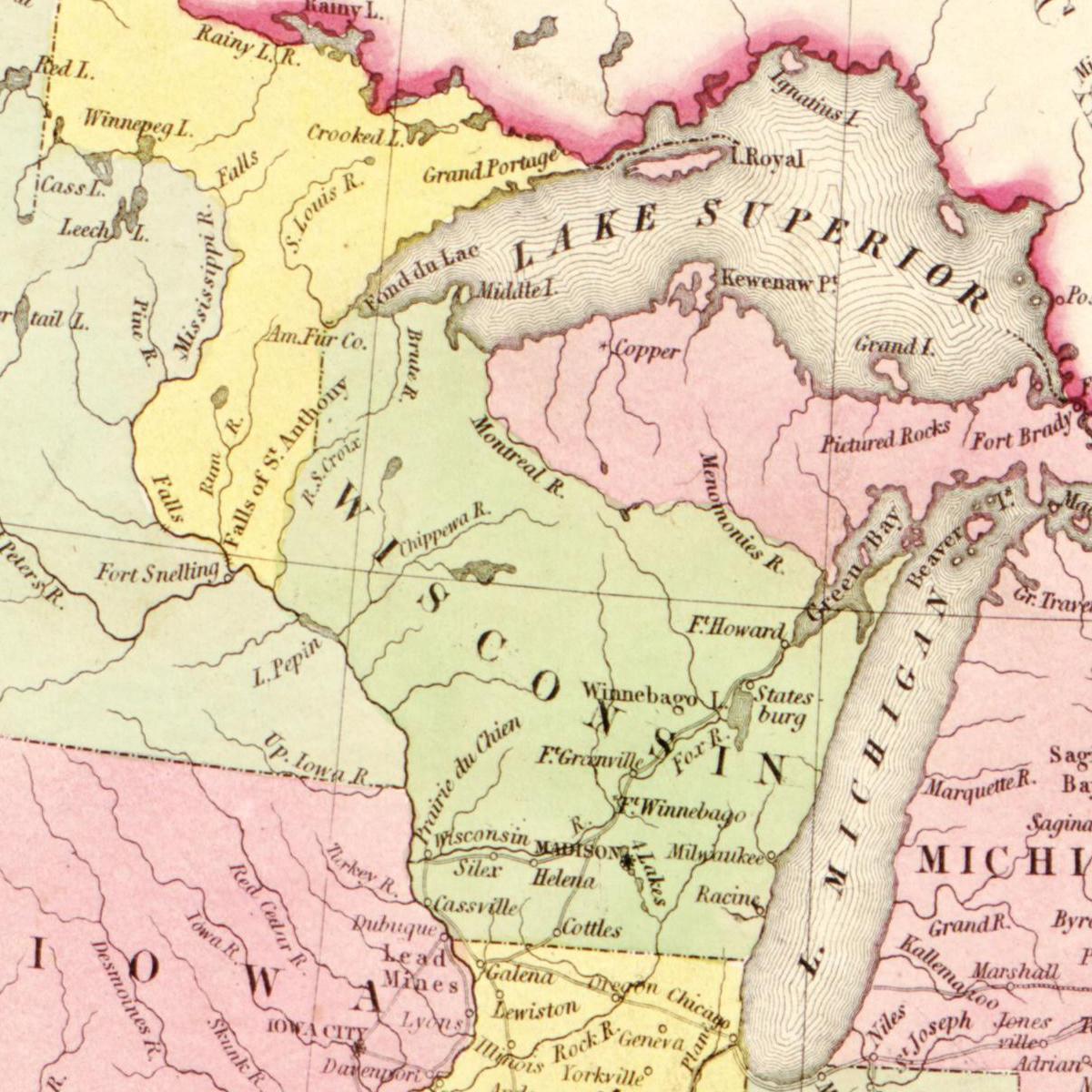 Historische Landkarte USA um 1849