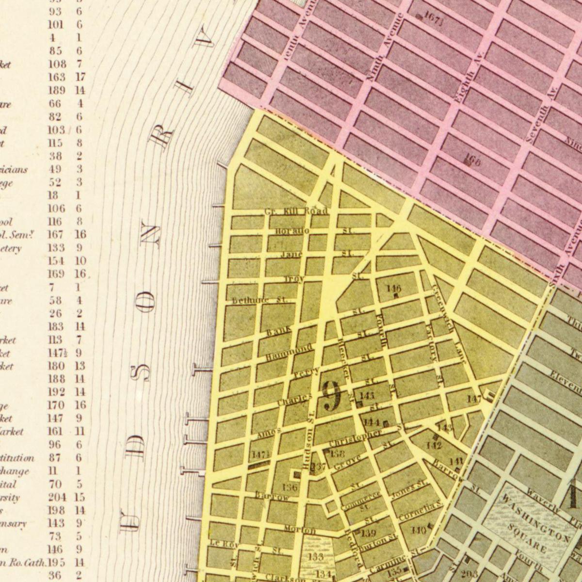 Historische Landkarte New York City um 1849