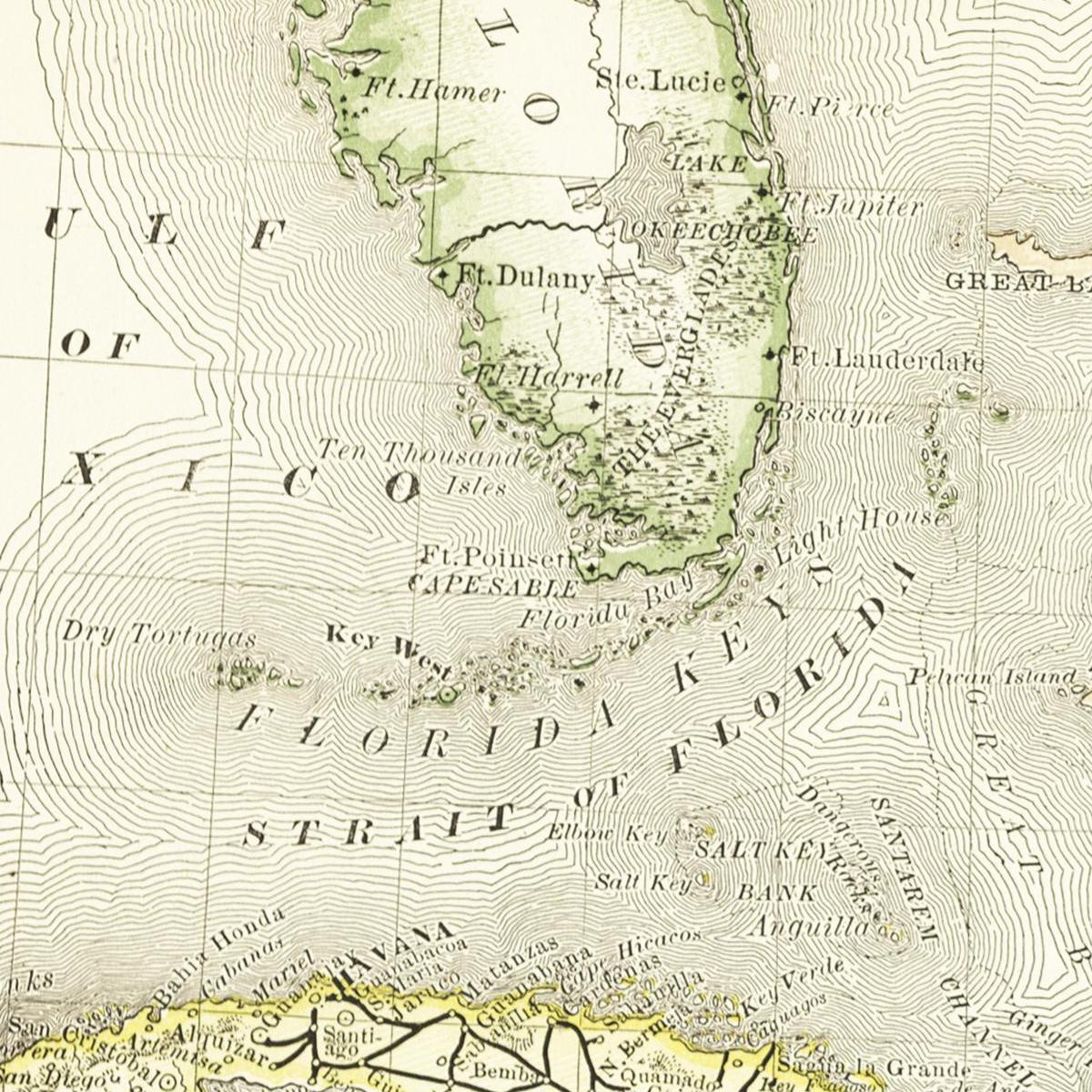 Historische Landkarte Kuba um 1882