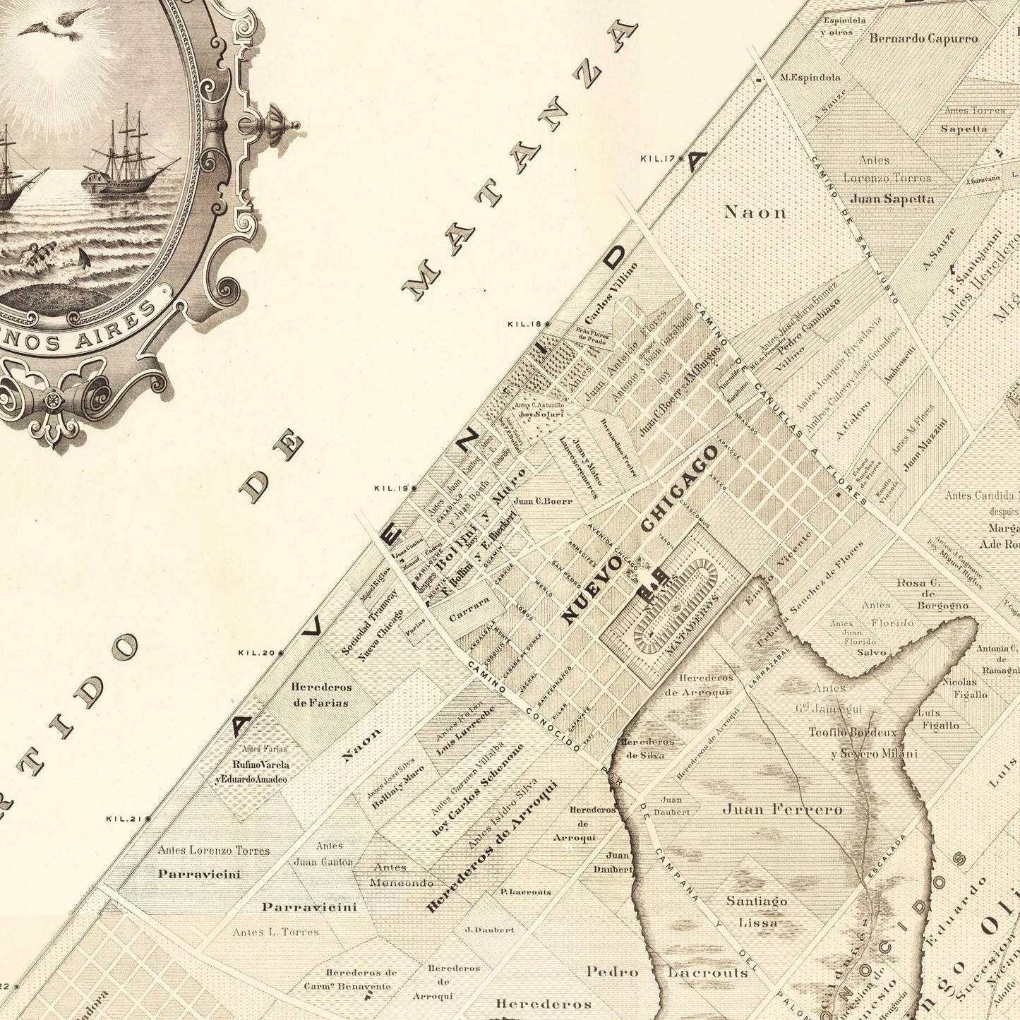 Historischer Stadtplan Buenos Aires um 1895