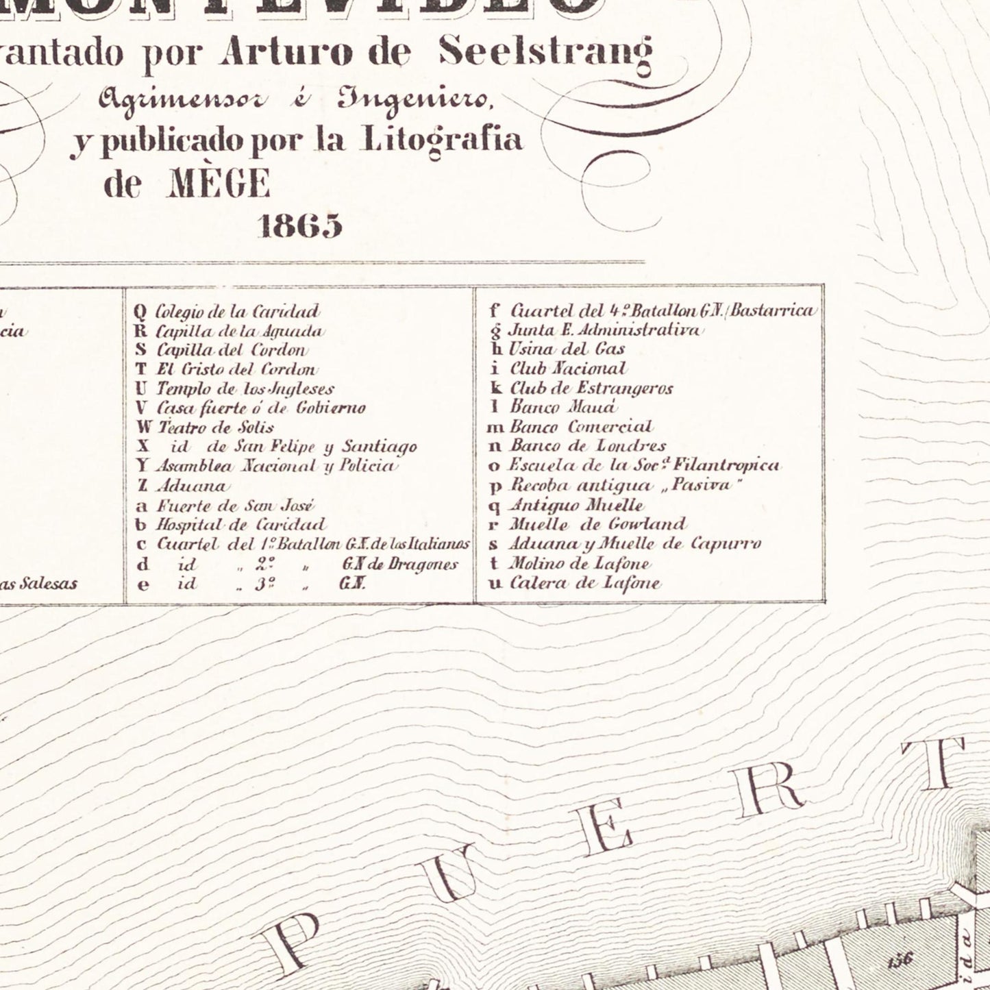 Historischer Stadtplan Montevideo um 1865