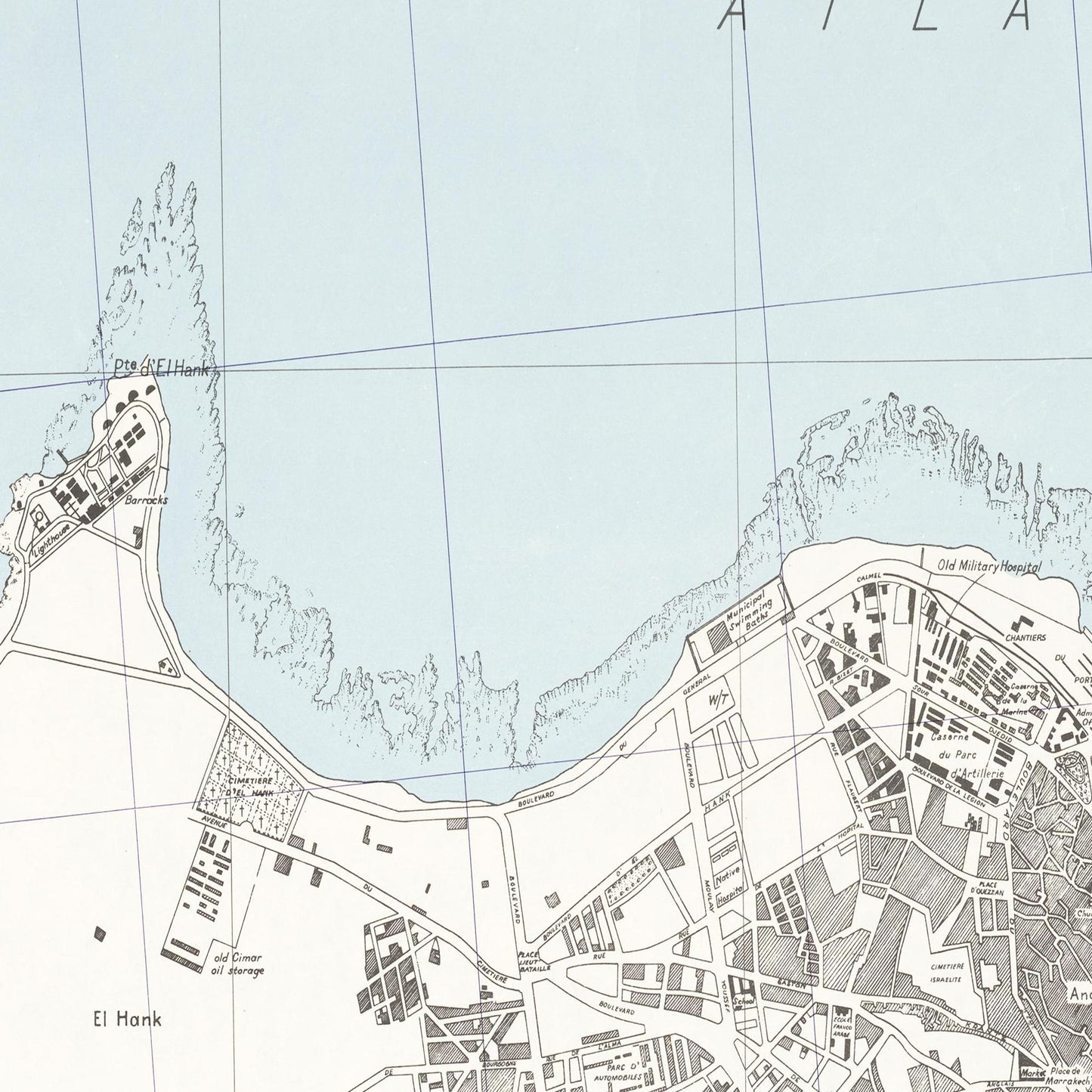 Historischer Stadtplan Casablanca um 1942