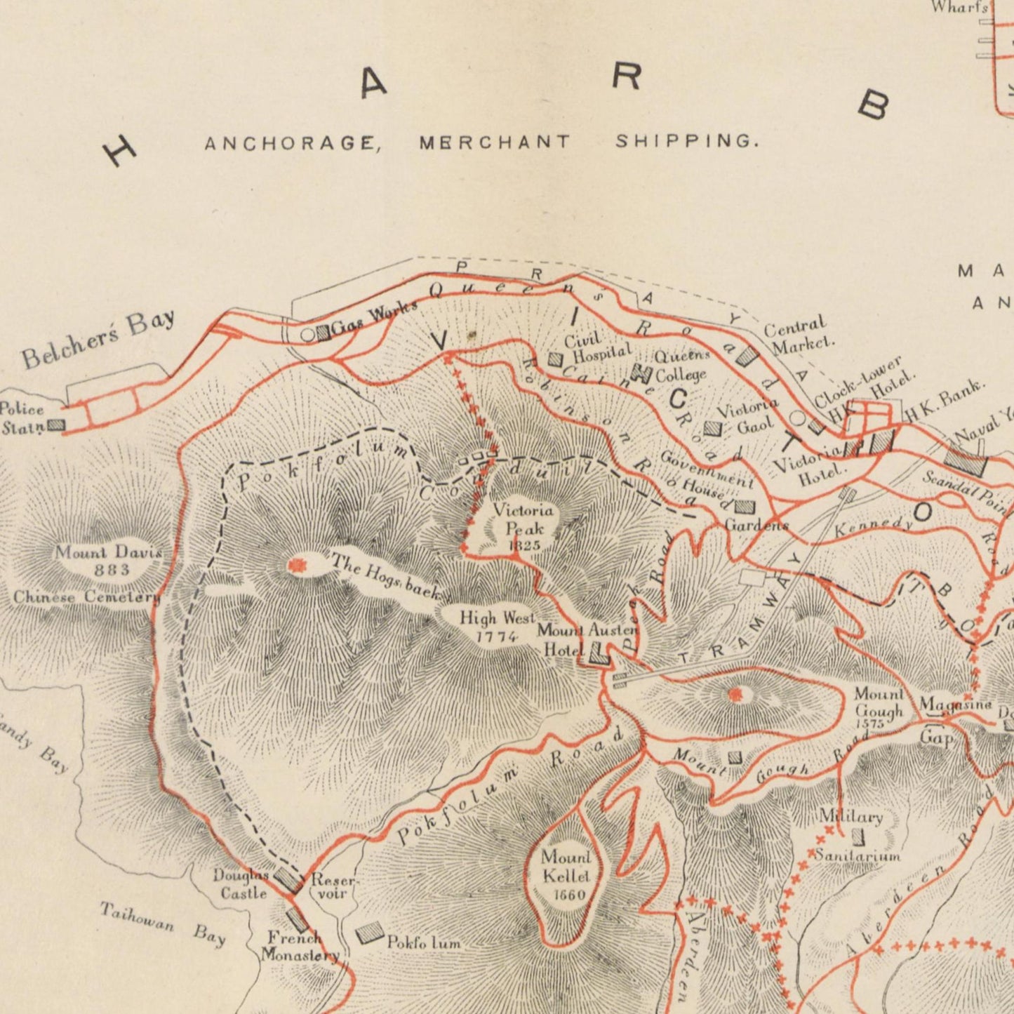 Historischer Stadtplan Hongkong um 1897