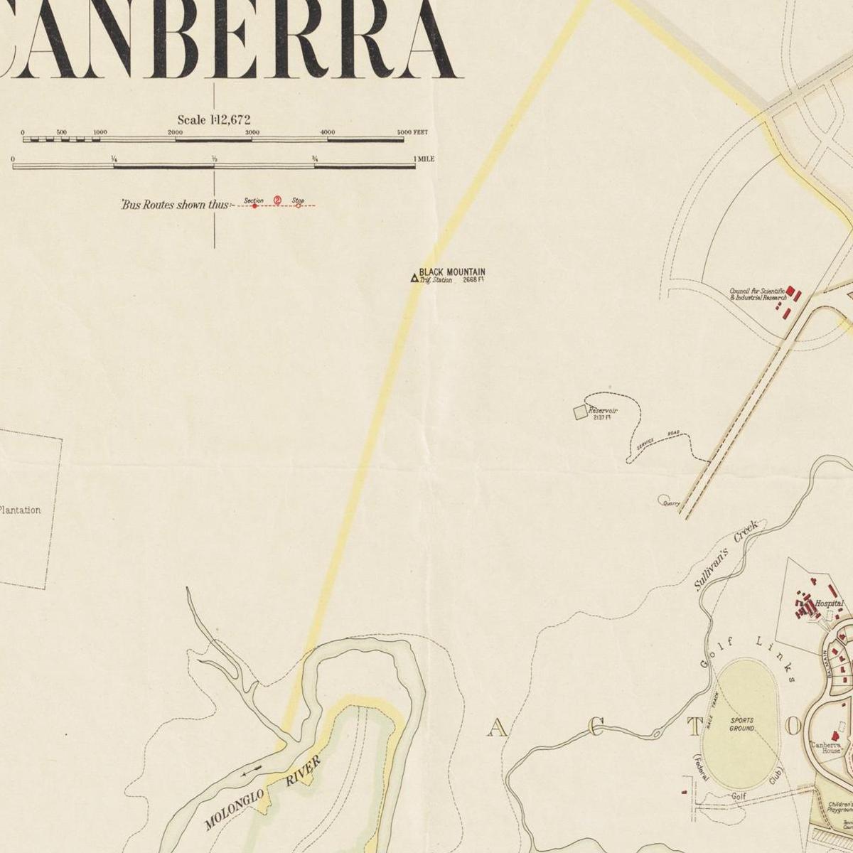 Historischer Stadtplan Canberra um 1933