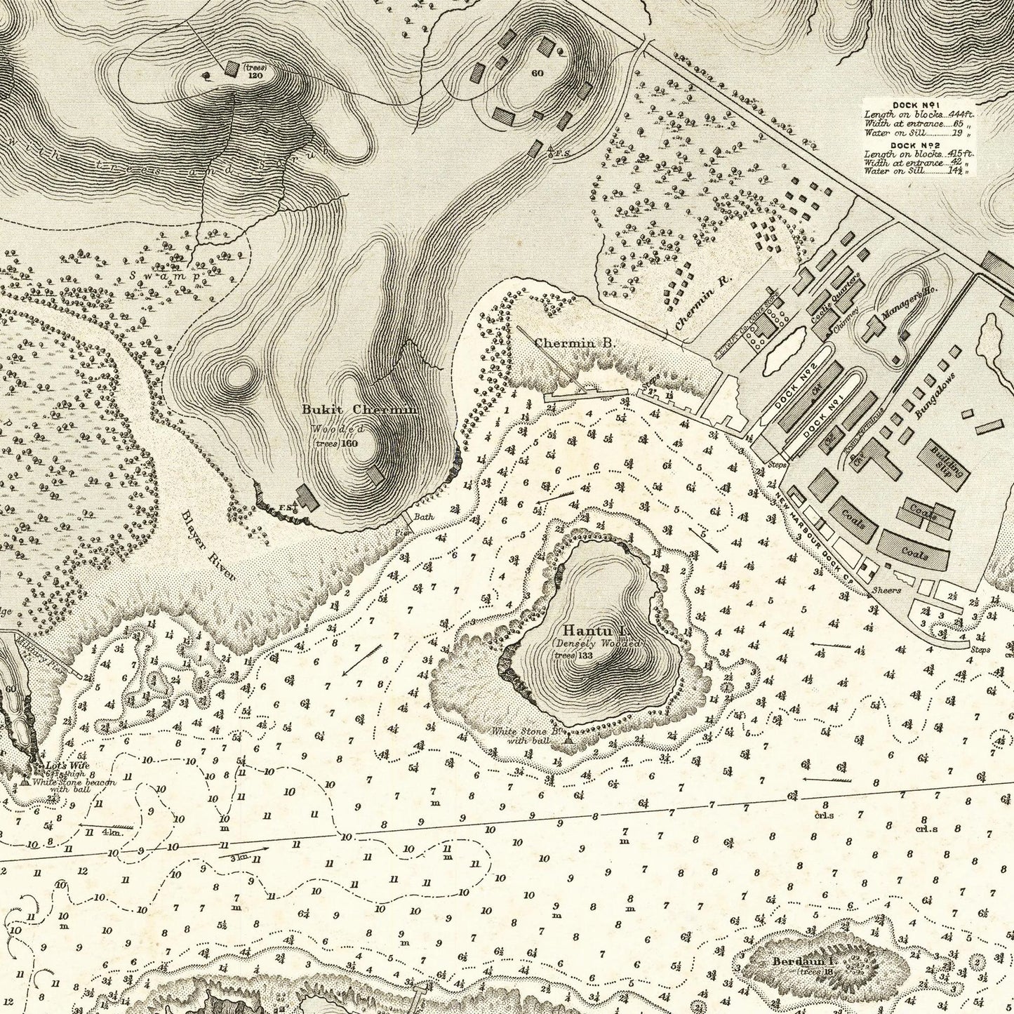 Historischer Stadtplan Singapur um 1893