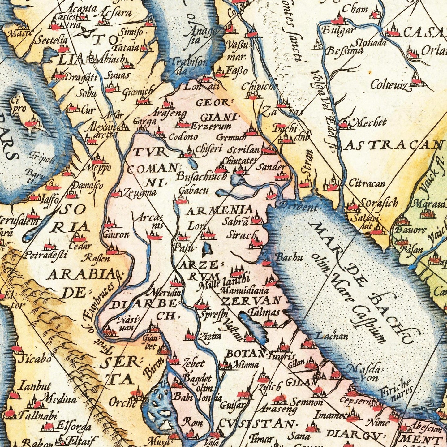 Historische Landkarte Asien um 1570