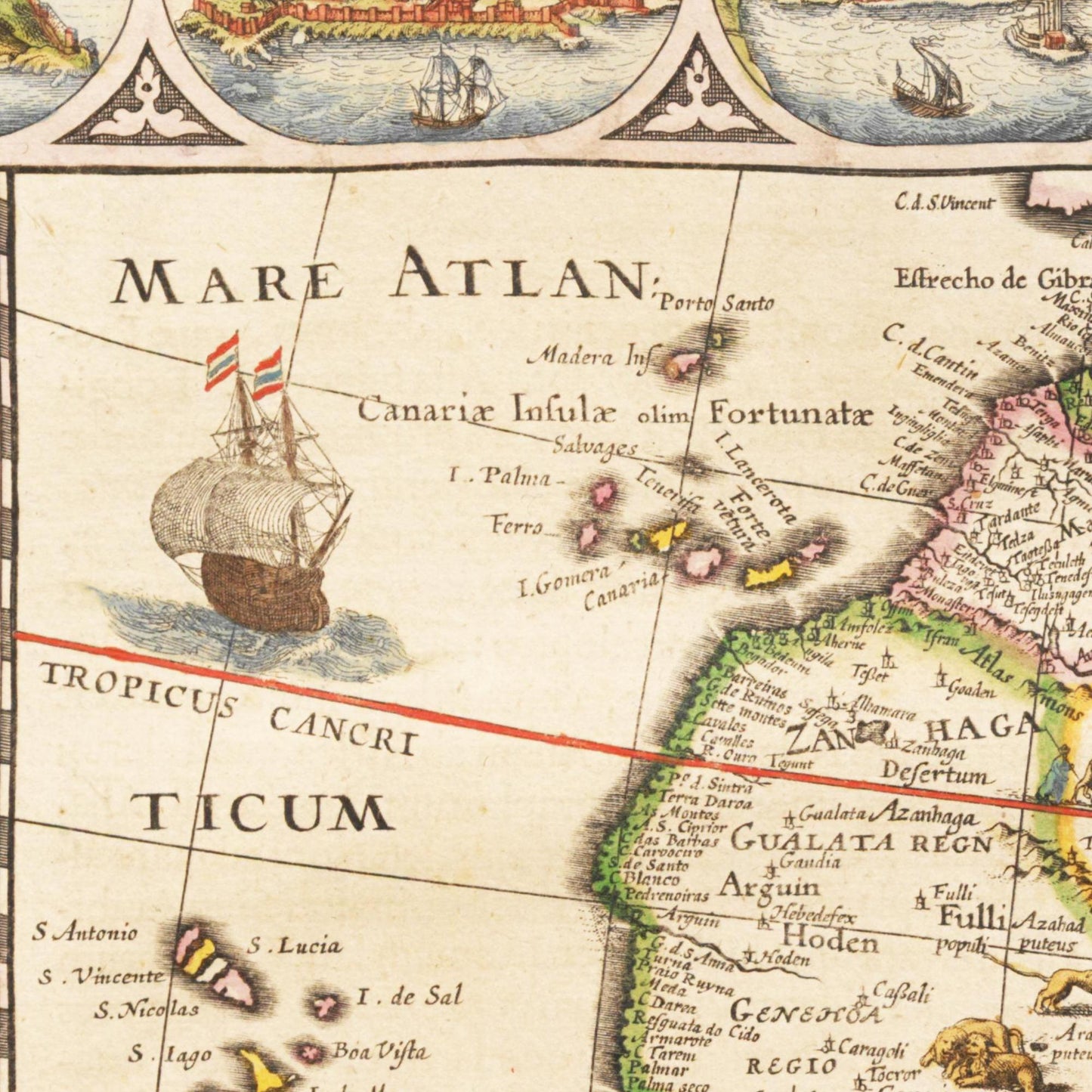 Historische Landkarte Afrika um 1635