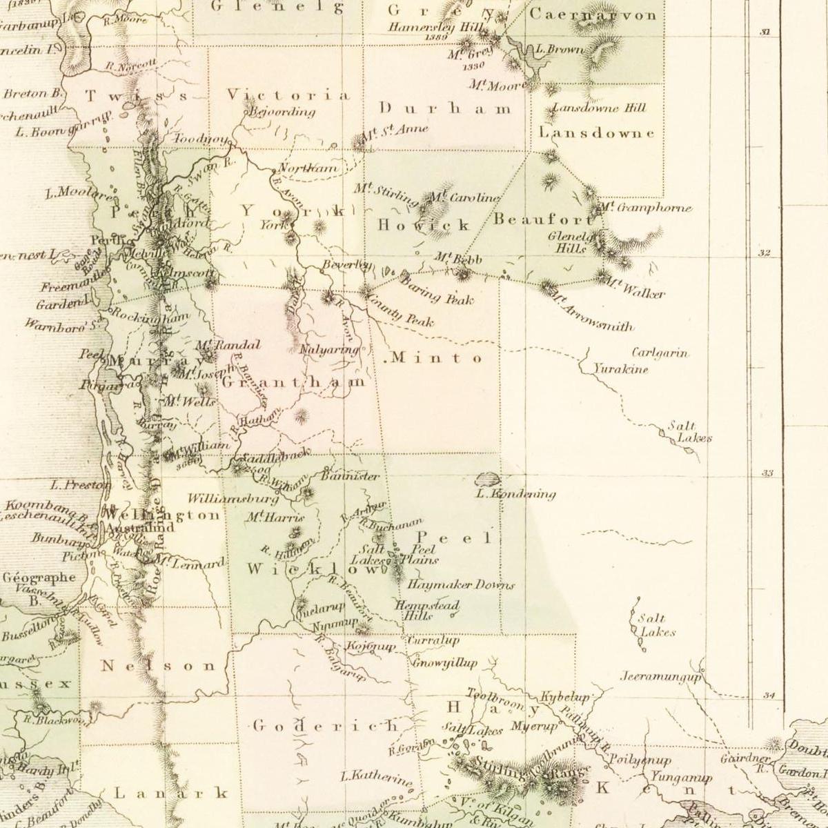 Historische Landkarte Neuseeland um 1854
