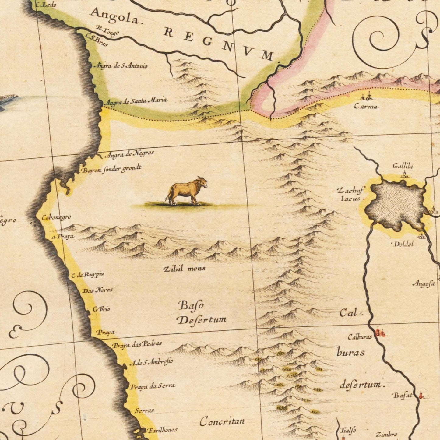 Historische Landkarte Südafrika um 1635