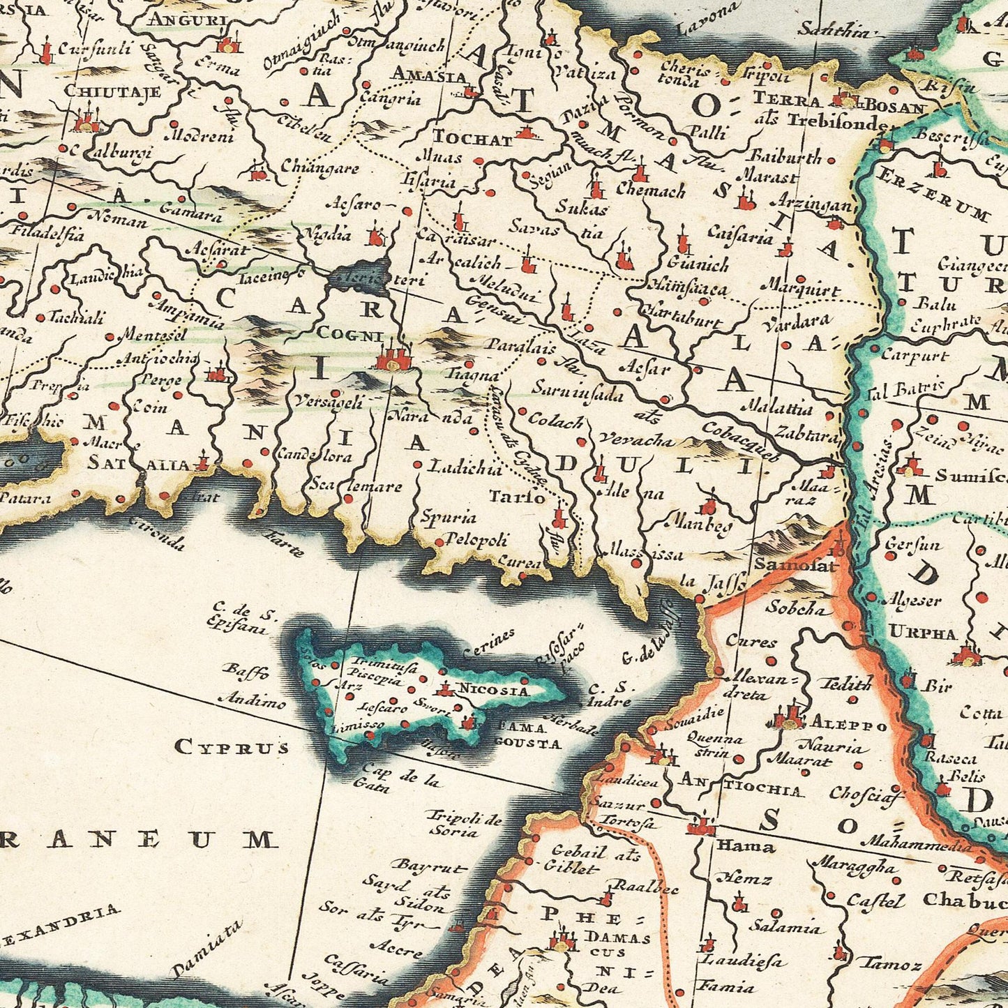 Historische Landkarte Arabien & Persien um 1680
