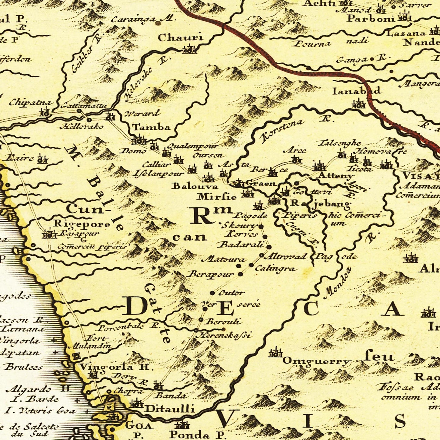 Historische Landkarte Indien um 1750