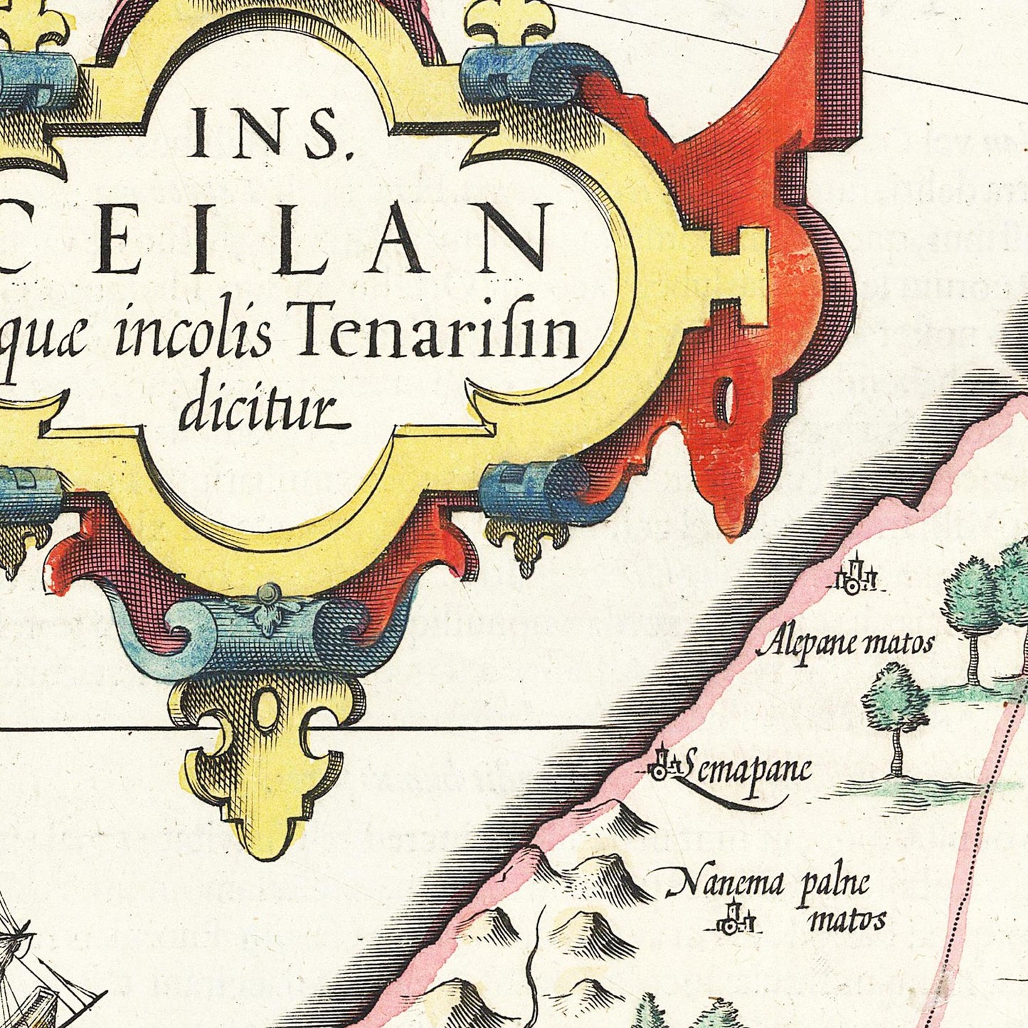 Historische Landkarte Sri Lanka um 1606
