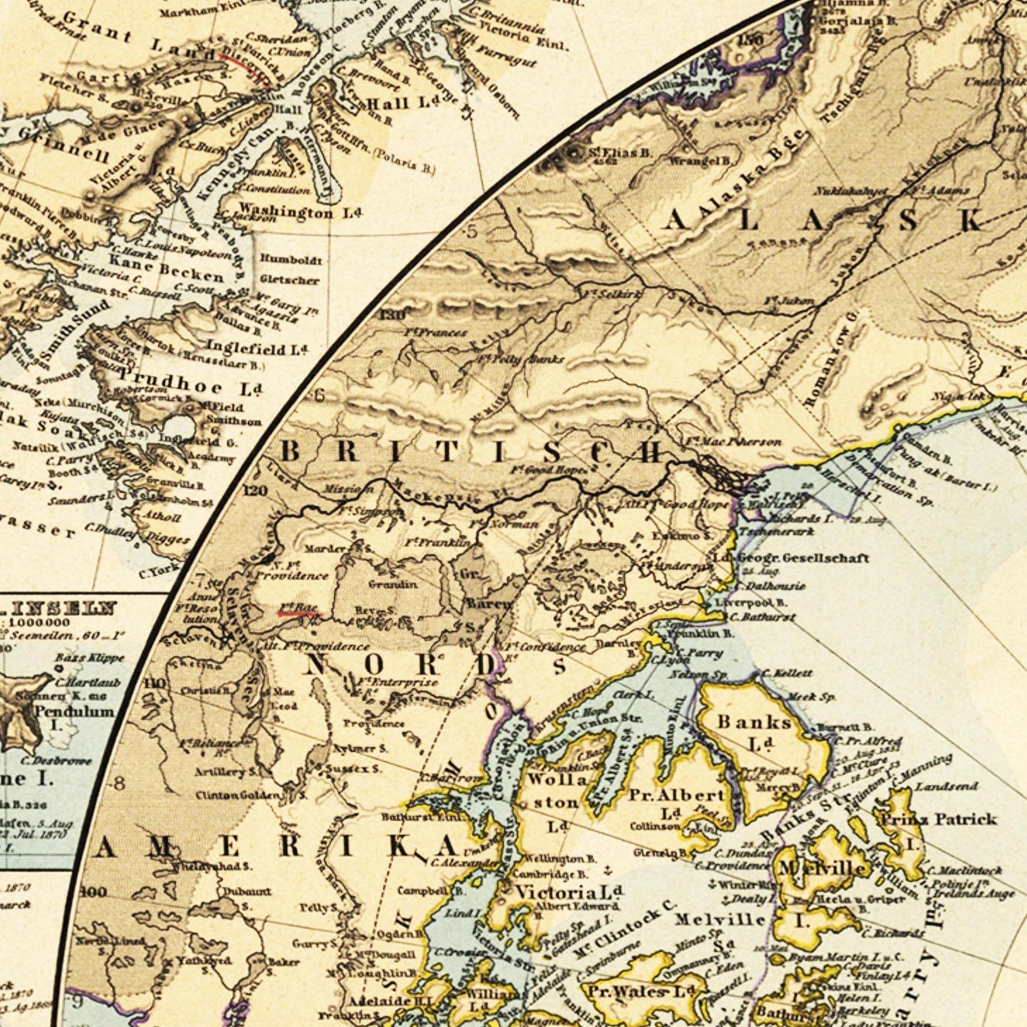 Historische Landkarte Arktis um 1885