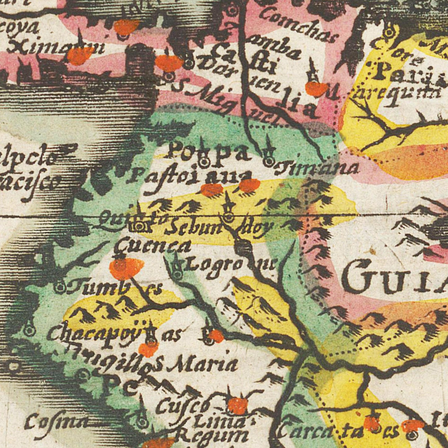 Historische Landkarte Südamerika um 1609