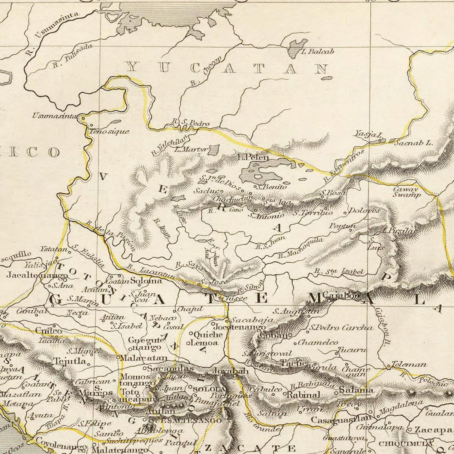 Historische Landkarte Mittelamerika um 1850